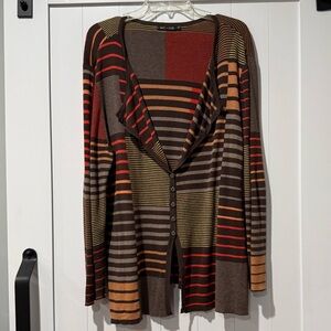 Striped Multicolor Button-Up Women's Sweater